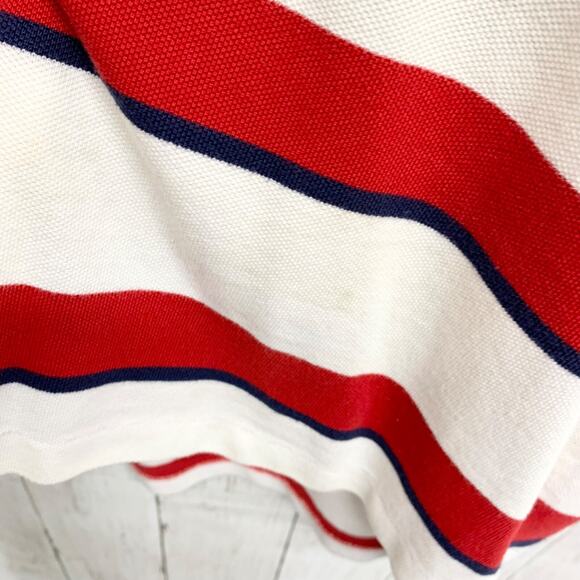 Polo Ralph Lauren Shirt Men Size Medium Collared Button Stripe Polo Red White - Picture 7 of 9